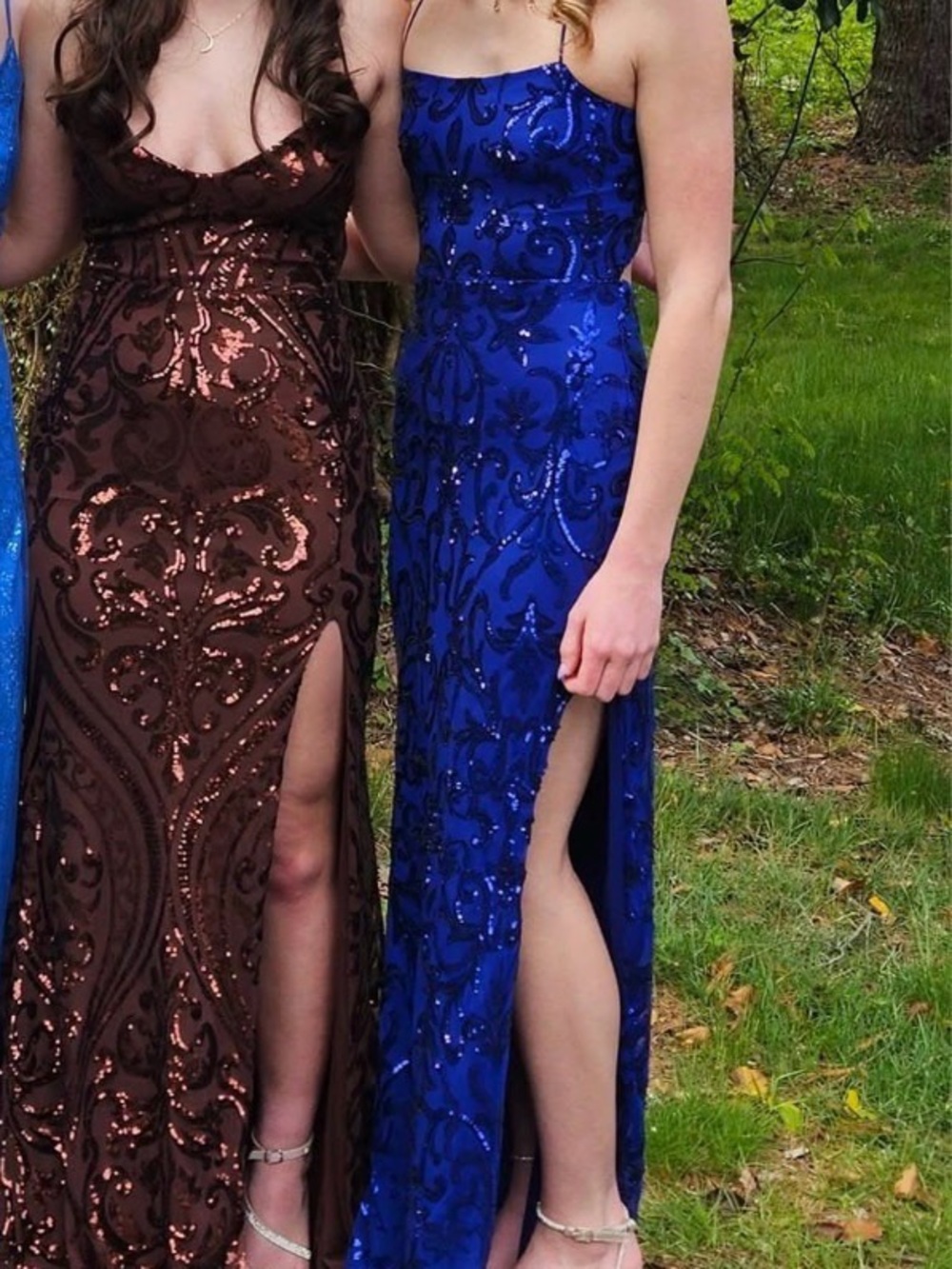 Windsor Royal Blue Sequin Spaghetti-Strap Prom Dress